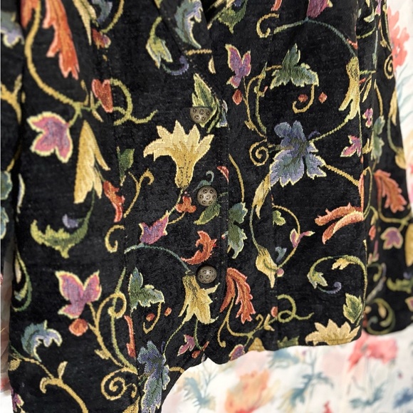 Erin London Black Blazer with Elegant Botanical Print vintage - Picture 4 of 10